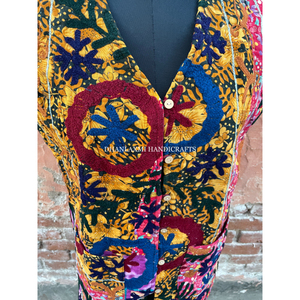 Chaquetas con estampado Floral multicolor para mujer, abrigo de estilo bohemio, Estilo Vintage, indio, 100% algodón, bordado a mano, Verano - Product Image 3