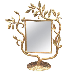 Espejo Decorativo de Mesa con Diseño Único de Metal, Acabado Negro Antiguo, con Diseño de Hojas y Pájaros, Organizador de Escritorio - Product Image 6