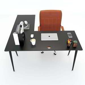 Bureau en L HBCO014 140x140cm, design minimaliste de luxe, système CONE, pieds en acier, mélamine, assemblage requis, pour bureau ou chambre à coucher - Product Image 2