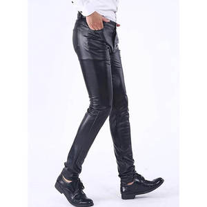 Prix bas, 100% cuir véritable pour homme, pantalon décontracté coupe-vent, taille basse, braguette à boutons, pantalon d'extérieur de haute qualité, couleur noire, OEM 2025 - Product Image 2