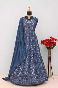 Chinon lourd de vêtements occasionnels à la mode avec fabricant de costumes Salwar de broderie de paillettes de l'Inde à des taux bon marché - Product Image 6