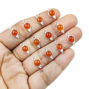 925 plata esterlina 6mm naranja cornalina piedra preciosa colgante elegante bisel conjunto chapado en oro mujeres collar fabricación suministros al por mayor - Product Image 5