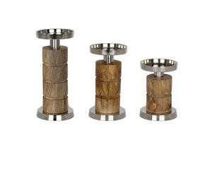 Bougeoirs de lampe de thé de Table de finition antique en bois pour la décoration de la maison - Product Image 3