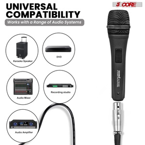 5Core XLR Microphone Dynamic <b>Mic</b> Karaoke Singing <b>Studio</b> Mics Handheld Microfono - Product Image 6
