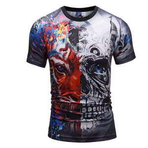 T-shirt pour homme imprimé par sublimation, prix bas, haute qualité, 300g polyester/coton, col rond, manches courtes, couleur personnalisée, vente en gros - Product Image 5