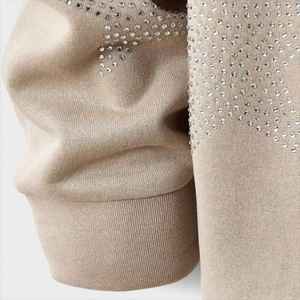 Sweat à capuche intégral zippé d'hiver de haute qualité, personnalisé, en coton mélangé noir, avec strass, respirant et à séchage rapide - Product Image 4