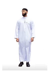 <b>Men</b> Blue Color Thobes Islamic Dress Long Muslim <b>Kaftan</b> Abayas Daffah Thobes Custom Logo Fashion Robe Jubbah Thobes Clothing - Product Image 5