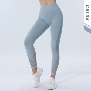 Pantalones de yoga ecológicos de cintura alta de alta calidad de fábrica directa, mallas deportivas de malla con patrón sólido, recién llegado - Product Image 3