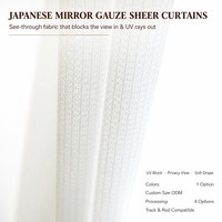 Voilage Jacquard Blanc Transparent Style Japonais pour Fenêtre, Rideau Occultant pour Balcon et Chambre à Coucher, Fixation par Crochets