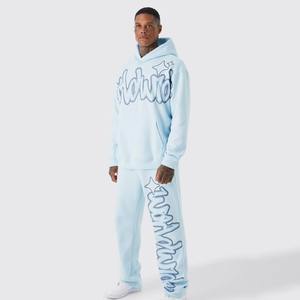 Custom Logo Men's Oversized Cotton Fleece Tracksuit Set Heavyweight Casual <b>Clothing</b> for Winter <b>Seamless</b> Design Bulk Wholesale - Product Image 1