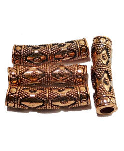 Cuenta de tubo chapada en oro y plata oxidada de 29X7mm, chapado en oro de 18 quilates y cobre plateado B664 para la fabricación de joyas - Product Image 1