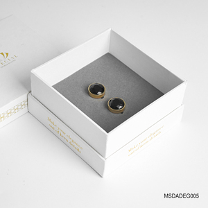 High-end 18K <b>Gold</b>-Plated <b>Cufflinks</b> for men with Fengshui Gemstone Faceted Black Meteorite MSDADEG005 Tinh Vu Collection - Product Image 3