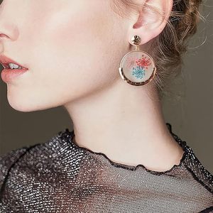 Transparent <b>Resin</b> <b>Earrings</b> With Glittery Gold Dust Handcrafted <b>Resin</b> <b>Earring</b> Elegant Drop <b>Resin</b> <b>Earrings</b> With Floral Pattern - Product Image 6