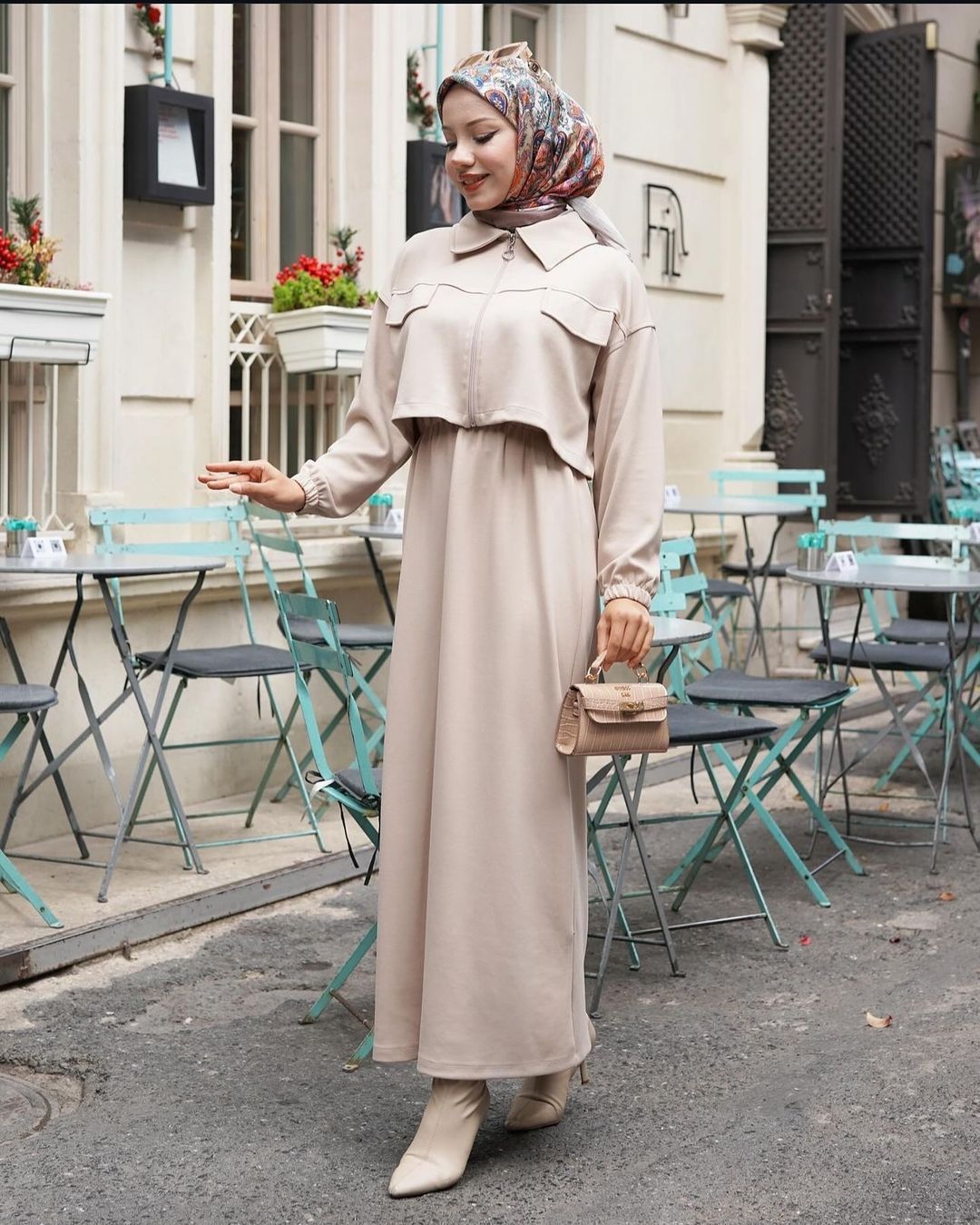 knee length dress hijab Elegant Women's Winter Breathable Mesh Satin Abaya Style Coat Crystal Embellished Knee-Length Straight Silhouette for Evening BF23-15off