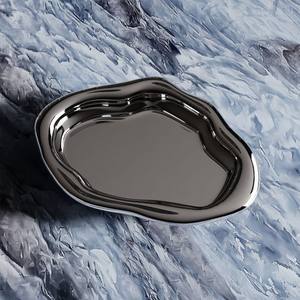 Plateau de rangement décoratif en céramique argentée de 23 cm sur le thème des fruits - Product Image 2