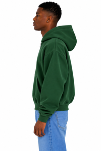 Sweat à capuche zippé AURA pour homme, coupe classique, vert foncé, doublé, en molleton, couleur unie, pour l'automne, coton/polyester - Product Image 3