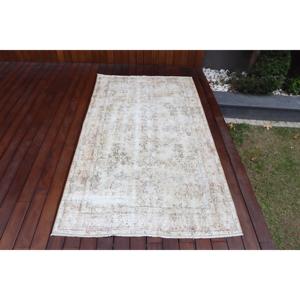 พรมขนาด 3.7x6.6 ฟุต, พรมวินเทจ, พรมลายตารางสีขาวขนแกะตุรกี - Product Image 1