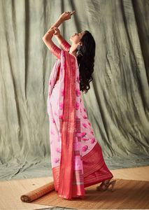 Gadwal-ropa informal tradicional de seda pura para fiesta de boda, diseñador de borde, Saree, con blusa a juego - Product Image 4