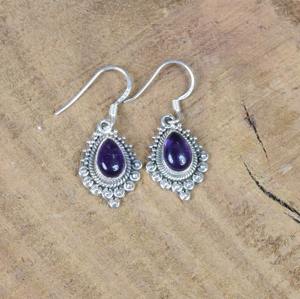 Tendance 925 Sterling Silver Amethyst Gemstone Boucles D'oreilles Bijoux À La Main En Argent Boho Style Boucles D'oreilles Bijoux Pour Femmes - Product Image 1
