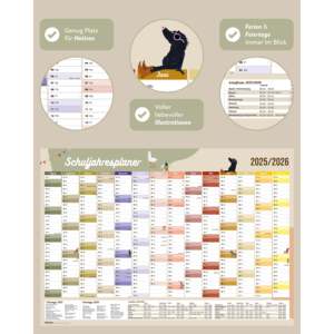 2025/2026 School Year Planner <b>Poster</b> Printed Paper Calendar - Product Image 2