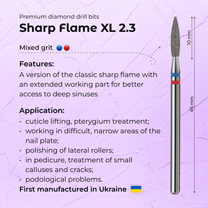 Top Selling Sharp Flame XL 2.3 mm Blue+Red Diamond Nail Drill Bit Perfect Stainless Steel Manicure Nail Tools for Professionals - Product Image 3