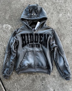 เสื้อฮู้ดผ้าฝ้าย100% สั่งทำลายสีทึบปกคอเสื้อเสื้อผ้าดิบปักลาย3D สไตล์ฤดูร้อนแบบลำลอง - Product Image 3