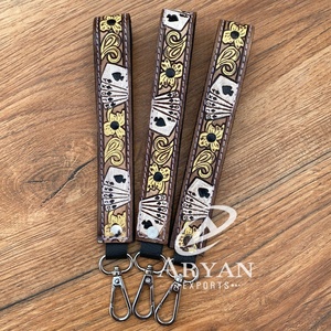 Personnalisation professionnelle femmes usiné à la main en cuir bracelet porte-clés en cuir de vachette sangle de clé en cuir de vachette mousqueton pince à clé - Product Image 1