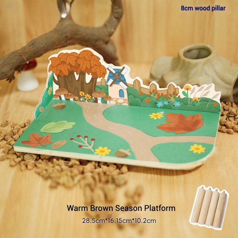 Verde/marrón cálido Plataforma Temporada (8cm soportes de madera)