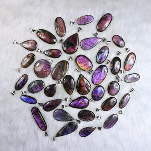 จี้สร้อยคอลาบราดอไรต์สำหรับผู้หญิงจี้อัญมณีลาบราดอไรต์สีม่วง - Product Image 6