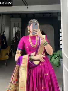 Le plus exclusif du sud de l'Inde Style Jacquard Soie Matériel Paithani Style Zari Tissage Travail Lehenga Choli pour la fonction de mariage - Product Image 6