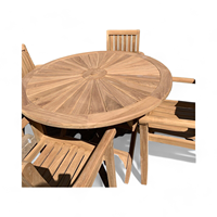 Ensemble de table et chaises pliantes de jardin en teck rond pour 4 personnes, moderne, pour salon, jardin, cour, hôtels et restaurants
