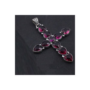 Vente en gros de bijoux pendentifs en argent sterling 925 Quartz rose faits à la main bijoux en forme de croix pour le grossiste ODM OEM prix - Product Image 3