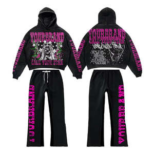 Ensemble streetwear sweat-shirt et pantalon de jogging en coton 100% 500GSM lourd délavé à l'acide - Product Image 4