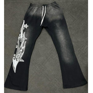 Personnalisé décontracté français éponge coton Baggy jambe large pantalons de survêtement Jogging pantalon Vintage pierre lavé à l'acide pantalons de survêtement pour hommes - Product Image 3