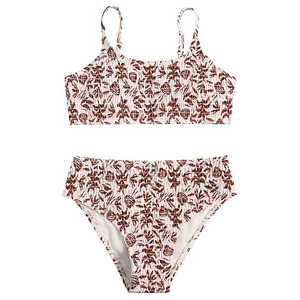 Conjunto de Bikini Floral de 2 Piezas para Mujer de Alta Calidad, Top Fruncido, Braguita de Cintura Alta, Estampado Digital, Traje de Baño Elástico - Product Image 6