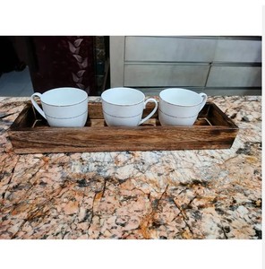 Bandeja de madera decorativa rectangular estrecha hecha de madera rústica: mesa de centro de mesa de comedor de barra de café barata - Product Image 5