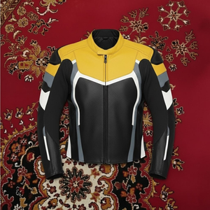 Blouson court moto KANDARI SPORTS personnalisé respirant avec broderie et imprimé, fermeture éclair, manches longues, style streetwear, en cuir, unisexe - Product Image 1