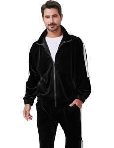 Ensemble de survêtements de sport amples en velours avec fermeture éclair et à capuche élastiques, décontractés OEM et personnalisés pour hommes - Product Image 4