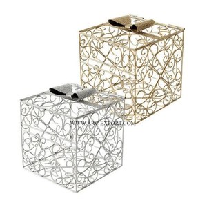 Classic Gold Plated Table Decoration Home and Office <b>Storage</b> Display Organizer Best Selling Handmade <b>Metal</b> and Glass Card <b>Box</b> - Product Image 6