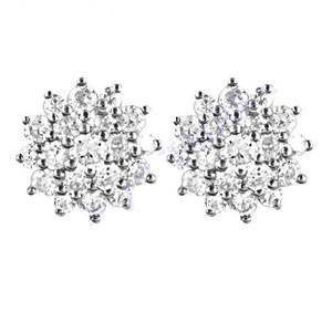 Boucles d'oreilles clous en cristal pour femme, motif fleur, taille brillant rond, sertissage à griffes, classiques pour le quotidien - Product Image 1