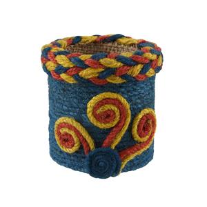 Support à stylos en jute fait main, design Art Déco écologique, forme ronde, organisateur de bureau - Product Image 1