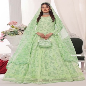 Vestido Anarkali de Organza bordado para mujer, trajes de boda de 3 piezas y saris, ropa de fiesta india, ropa paquistaní - Product Image 3