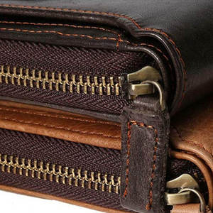 Unisex Men's Leather Wallet with Strap <b>Zipper</b> Clutch Short Male Purse with Open Closure Card Wallet Cell Phone Bag in Violet - Product Image 4