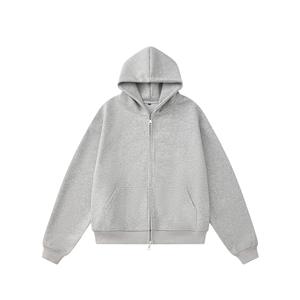 Sweat à capuche oversize en polaire épaisse de haute qualité, taille plus, impression personnalisée par broderie, sweat à capuche zippé pour homme - Product Image 4