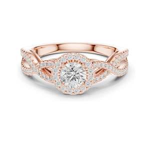 Anillo de Compromiso con Halo Trenzado de Diamantes de Laboratorio de 0.838 CT para Mujer, Claridad VVS-VS EF, Oro de 18K, 14K, 10K y Plata 925 - Product Image 2