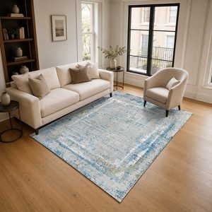 Tapis de salon en chenille gris argenté à motif design imprimé numériquement, lavable en machine, antidérapant - RUGS DEPOT LXDP-1023 (vente en gros) - Product Image 2