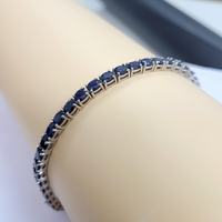 Bracelet tennis en saphir bleu naturel, argent sterling 925 plaqué platine, pierre de naissance de septembre, certifié GIA, luxe