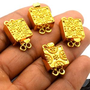 Prem Bhaya Géométrique 23X14X7MM Multi Brin Boîte Fermoir 2 Brins Cuivre Antique/Argent Antique/Plaqué Or 18K Bijoux Fermoir B231 - Product Image 3