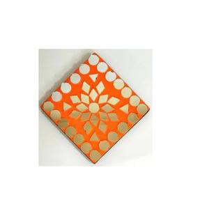 Posavasos de mosaico de piedra, posavasos hueco decorativo, cuenco, almohadilla, mesa de comedor dorada, juego de manteles individuales de arce con venta - Product Image 4