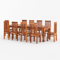 Grand ensemble de salle à manger moderne en bois massif de 11 pièces pour 10 personnes avec pieds en métal personnalisés
